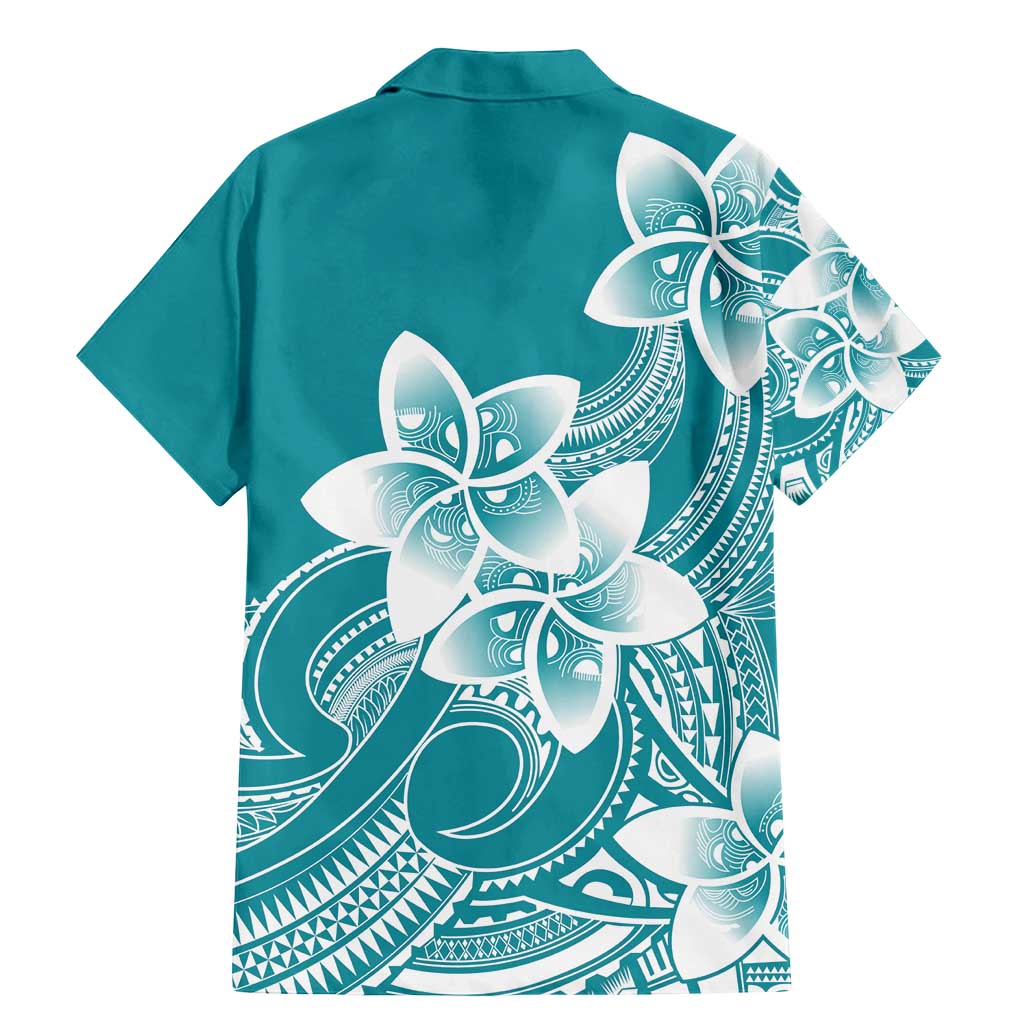 Polynesian Plumeria Flowers Tribal Family Matching Mermaid Dress and Hawaiian Shirt Pacific Tattoo Teal Style LT9 - Polynesian Pride