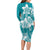 Polynesian Plumeria Flowers Tribal Long Sleeve Bodycon Dress Pacific Tattoo Teal Style - Polynesian Pride