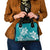 Polynesian Plumeria Flowers Tribal Shoulder Handbag Pacific Tattoo Teal Style - Polynesian Pride