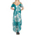 Polynesian Plumeria Flowers Tribal Summer Maxi Dress Pacific Tattoo Teal Style - Polynesian Pride
