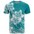 Polynesian Plumeria Flowers Tribal T Shirt Pacific Tattoo Teal Style - Polynesian Pride