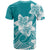 Polynesian Plumeria Flowers Tribal T Shirt Pacific Tattoo Teal Style - Polynesian Pride