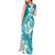 Polynesian Plumeria Flowers Tribal Tank Maxi Dress Pacific Tattoo Teal Style - Polynesian Pride