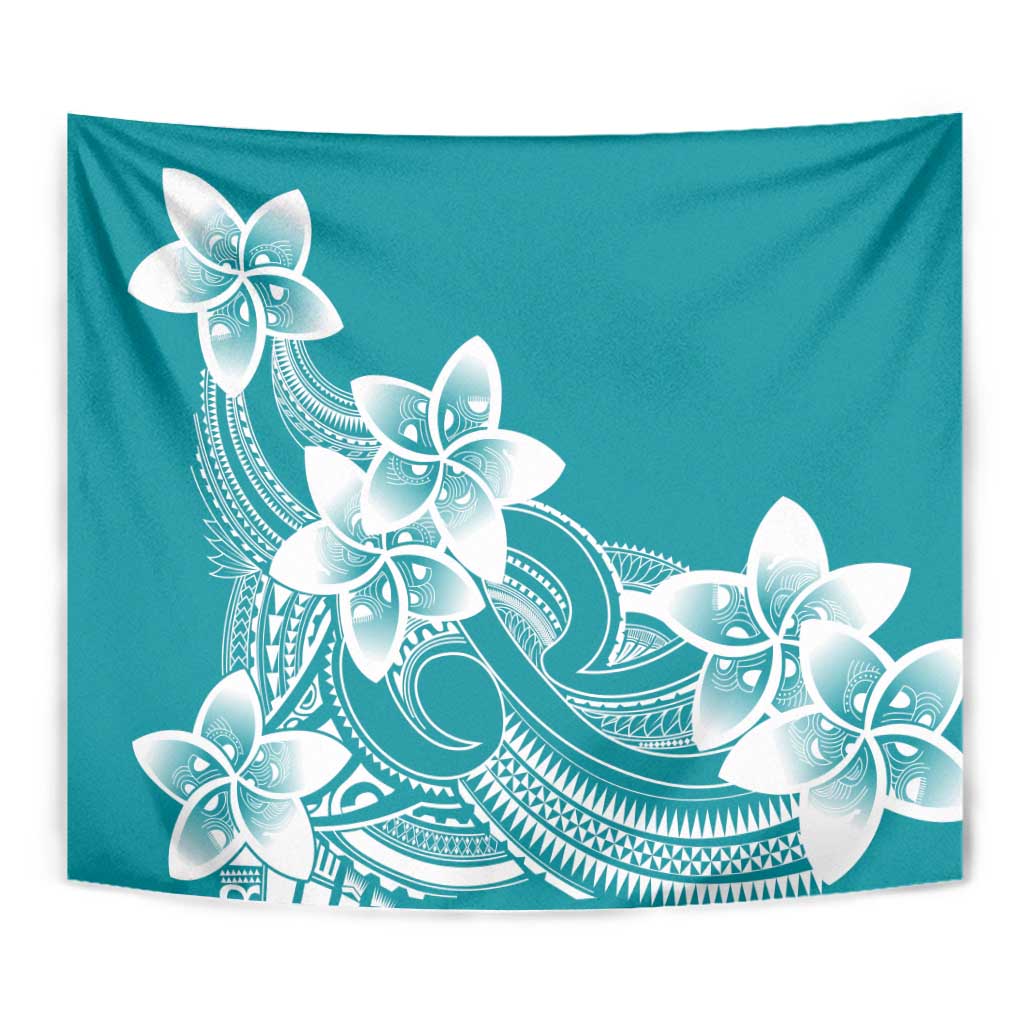 Polynesian Plumeria Flowers Tribal Tapestry Pacific Tattoo Teal Style LT9 - Polynesian Pride