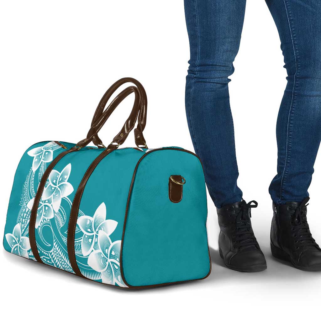 Polynesian Plumeria Flowers Tribal Travel Bag Pacific Tattoo Teal Style - Polynesian Pride