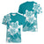 Polynesian Plumeria Flowers Tribal Women V-Neck T-Shirt Pacific Tattoo Teal Style - Polynesian Pride