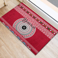 Personalised Fiji Marau Na Kerisimasi Rubber Doormat Merry Christmas Tapa Pattern Red Style LT9 - Polynesian Pride