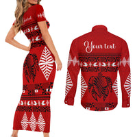 Personalised Tonga Kilisimasi Fiefia Couples Matching Short Sleeve Bodycon Dress and Long Sleeve Button Shirt Merry Christmas with Turtle Ngatu Pattern LT9 - Polynesian Pride