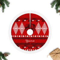 Personalised Tonga Kilisimasi Fiefia Tree Skirt Merry Christmas with Turtle Ngatu Pattern LT9 Fringed Tree Skirts Red - Polynesian Pride