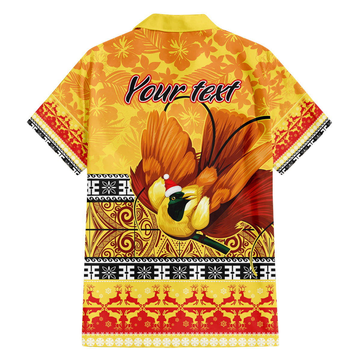 Personalised PNG Hamamas Krismas Family Matching Tank Maxi Dress and Hawaiian Shirt Papua New Guinea Bird Of Paradise Merry Christmas Gold Style LT9 - Polynesian Pride