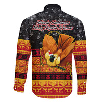 PNG Hamamas Krismas Family Matching Summer Maxi Dress and Hawaiian Shirt Papua New Guinea Bird Of Paradise Merry Christmas Black Style LT9 - Polynesian Pride
