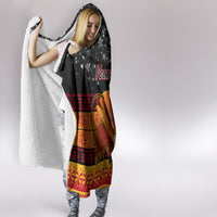Personalised PNG Hamamas Krismas Hooded Blanket Papua New Guinea Bird Of Paradise Merry Christmas Black Style LT9 - Polynesian Pride
