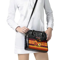 Personalised PNG Hamamas Krismas Shoulder Handbag Papua New Guinea Bird Of Paradise Merry Christmas Black Style LT9 - Polynesian Pride