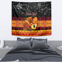 Personalised PNG Hamamas Krismas Tapestry Papua New Guinea Bird Of Paradise Merry Christmas Black Style LT9 - Polynesian Pride