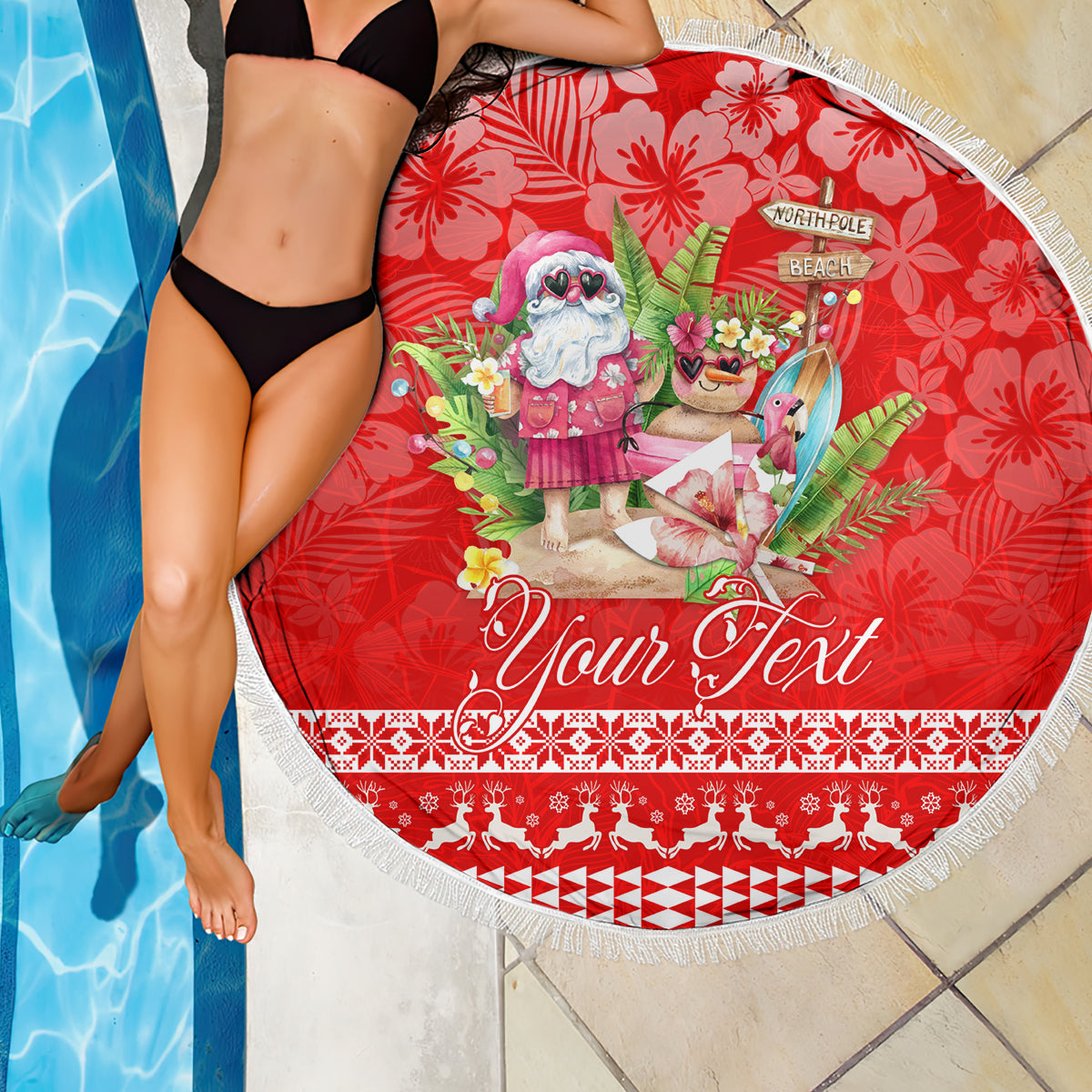 Personalised Hawaii Mele Kalikimaka Beach Blanket Santa Beach Merry Christmas LT9 - Polynesian Pride