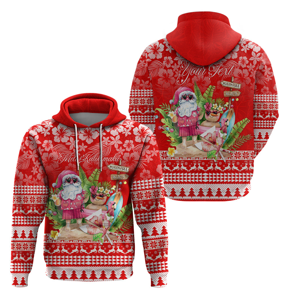 Personalised Hawaii Mele Kalikimaka Hoodie Santa Beach Merry Christmas LT9 - Polynesian Pride