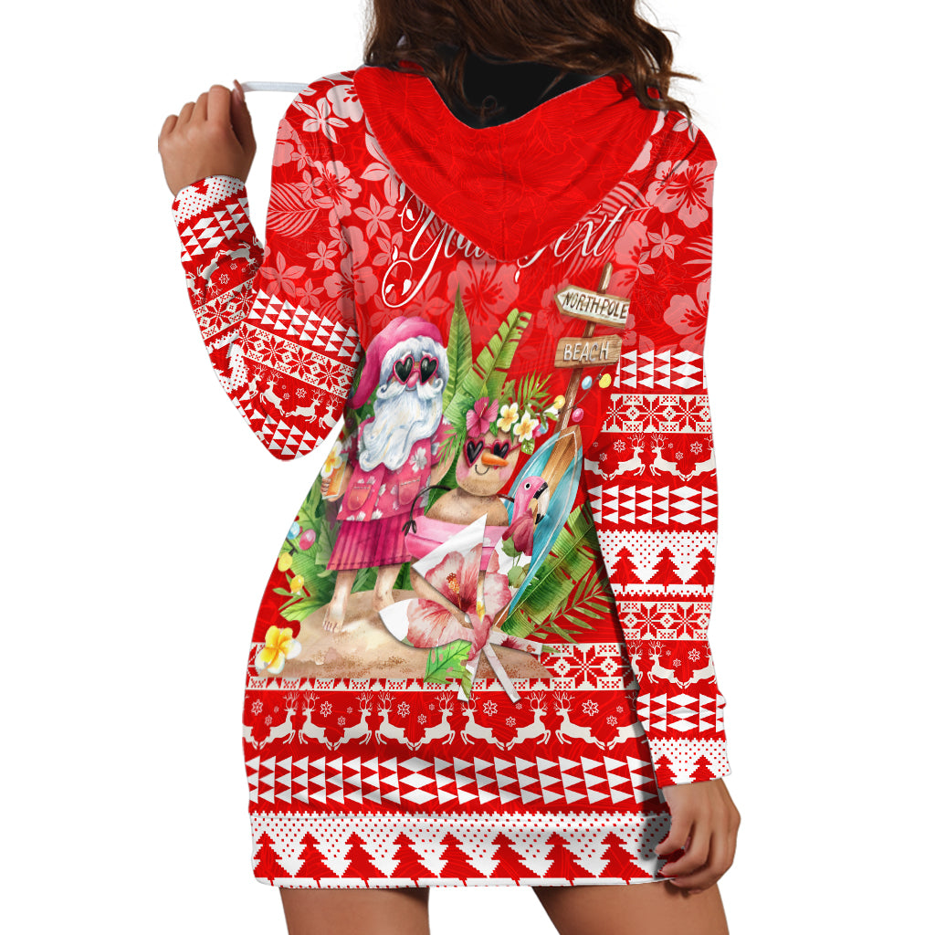 Personalised Hawaii Mele Kalikimaka Hoodie Dress Santa Beach Merry Christmas LT9 - Polynesian Pride