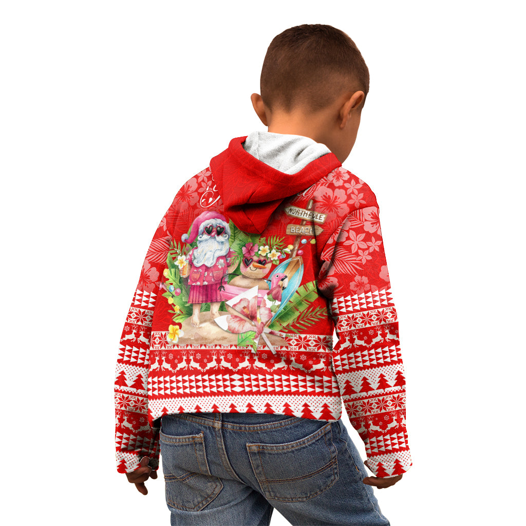 Personalised Hawaii Mele Kalikimaka Kid Hoodie Santa Beach Merry Christmas LT9 - Polynesian Pride
