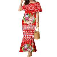 Personalised Hawaii Mele Kalikimaka Mermaid Dress Santa Beach Merry Christmas LT9 Women Red - Polynesian Pride