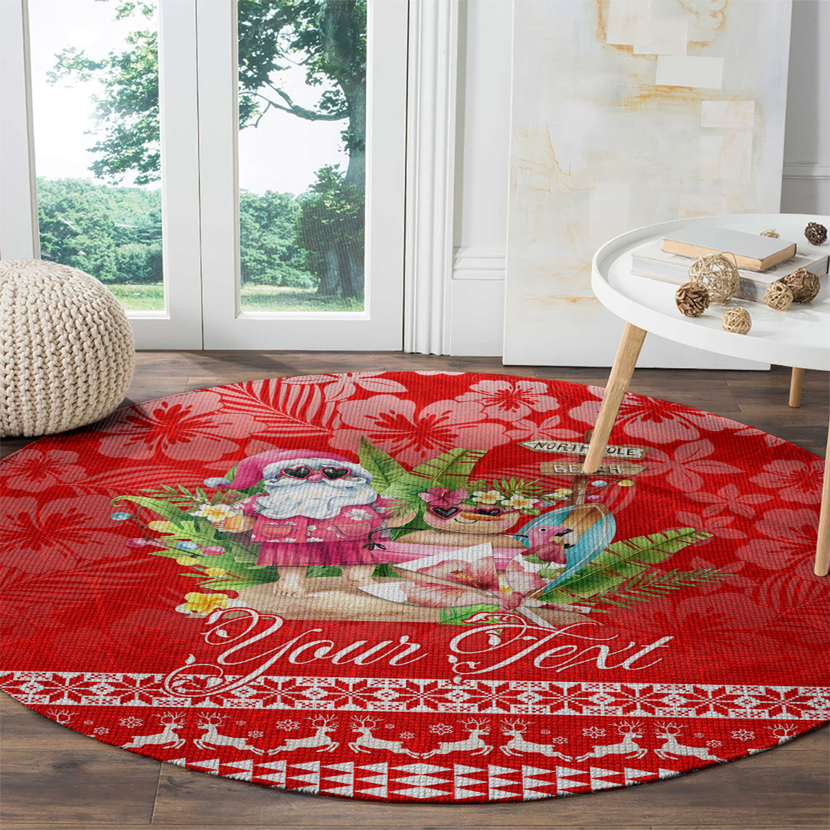 Personalised Hawaii Mele Kalikimaka Round Carpet Santa Beach Merry Christmas LT9 - Polynesian Pride