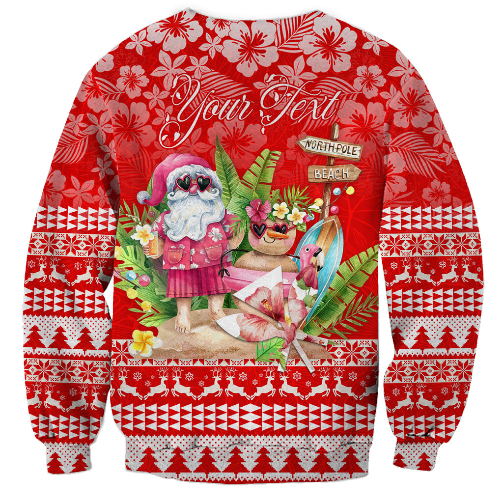 Personalised Hawaii Mele Kalikimaka Sweatshirt Santa Beach Merry Christmas LT9 - Polynesian Pride