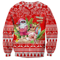 Personalised Hawaii Mele Kalikimaka Sweatshirt Santa Beach Merry Christmas LT9 - Polynesian Pride