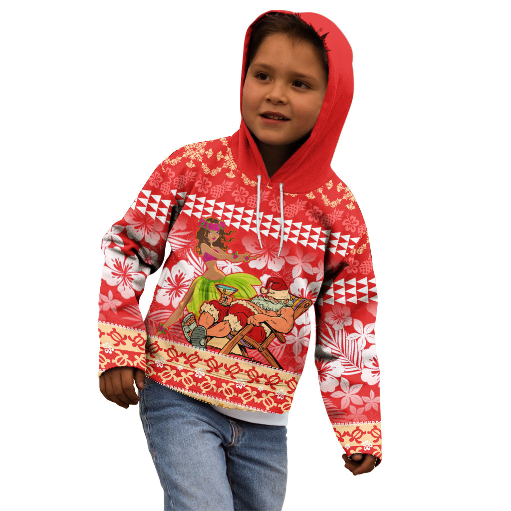 Hawaii Mele Kalikimaka Kid Hoodie Santa Claus and Hula Dancing Merry Christmas LT9 - Polynesian Pride