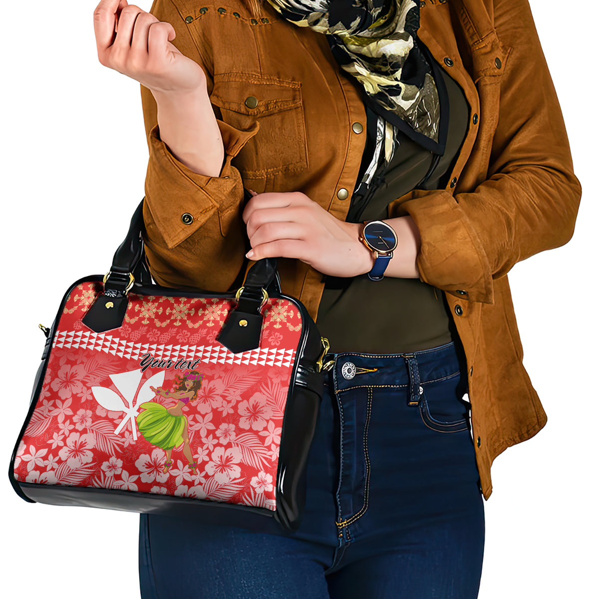 Personalised Hawaii Mele Kalikimaka Shoulder Handbag Santa Claus and Hula Dancing Merry Christmas LT9 - Polynesian Pride