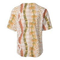 Hawaiian Ohia Lehua Lei Baseball Jersey Plaid Palaka Ahiehie Pattern - Polynesian Pride