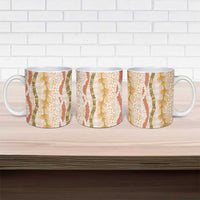 Hawaiian Ohia Lehua Lei Ceramic Mug Plaid Palaka Ahiehie Pattern - Polynesian Pride