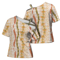 Hawaiian Ohia Lehua Lei Cross Shoulder Shirt Plaid Palaka Ahiehie Pattern - Polynesian Pride