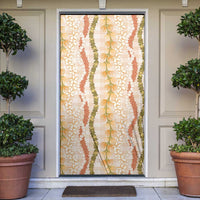 Hawaiian Ohia Lehua Lei Door Cover Plaid Palaka Ahiehie Pattern LT9 Beige - Polynesian Pride