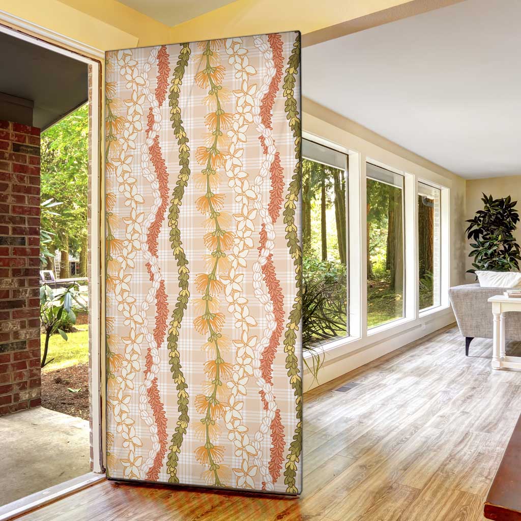 Hawaiian Ohia Lehua Lei Door Cover Plaid Palaka Ahiehie Pattern LT9 - Polynesian Pride