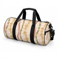 Hawaiian Ohia Lehua Lei Duffle Bag Plaid Palaka Ahiehie Pattern