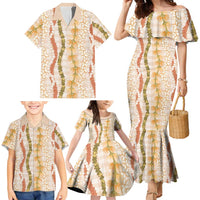 Hawaiian Ohia Lehua Lei Family Matching Mermaid Dress and Hawaiian Shirt Plaid Palaka Ahiehie Pattern LT9 - Polynesian Pride