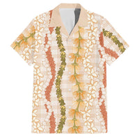 Hawaiian Ohia Lehua Lei Family Matching Tank Maxi Dress and Hawaiian Shirt Plaid Palaka Ahiehie Pattern LT9 Dad's Shirt - Short Sleeve Beige - Polynesian Pride