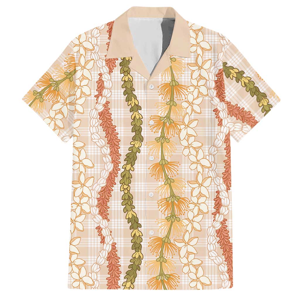 Hawaiian Ohia Lehua Lei Hawaiian Shirt Plaid Palaka Ahiehie Pattern - Polynesian Pride