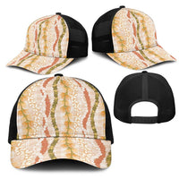 Hawaiian Ohia Lehua Lei Mesh Trucker Cap Plaid Palaka Ahiehie Pattern - Polynesian Pride