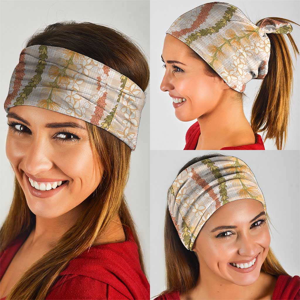 Hawaiian Ohia Lehua Lei Neck Gaiter Plaid Palaka Ahiehie Pattern - Polynesian Pride