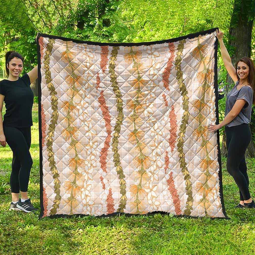 Hawaiian Ohia Lehua Lei Quilt Plaid Palaka Ahiehie Pattern - Polynesian Pride