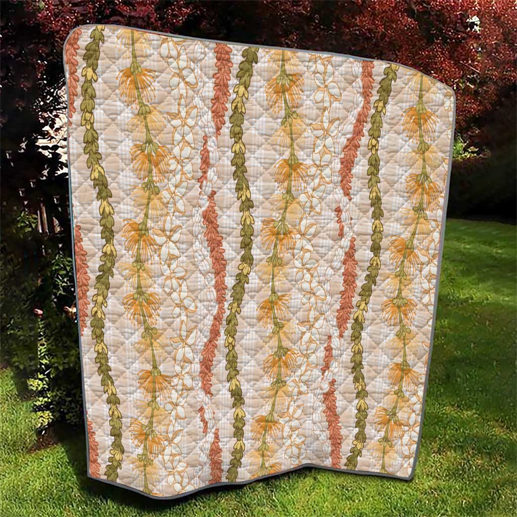 Hawaiian Ohia Lehua Lei Quilt Plaid Palaka Ahiehie Pattern - Polynesian Pride