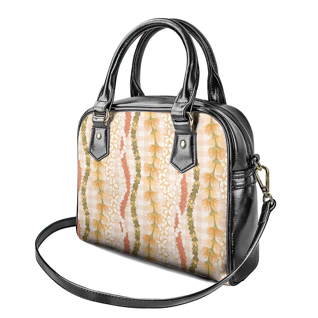 Hawaiian Ohia Lehua Lei Shoulder Handbag Plaid Palaka Ahiehie Pattern - Polynesian Pride