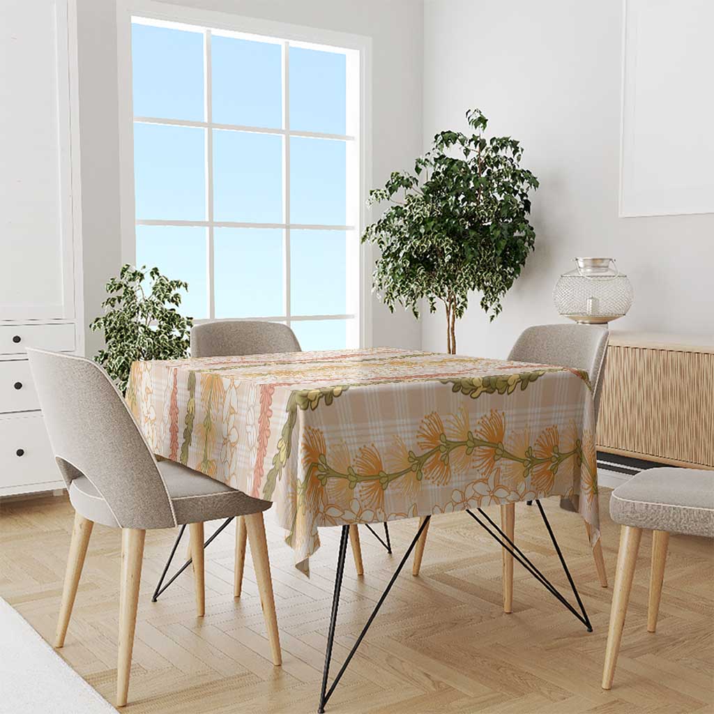 Hawaiian Ohia Lehua Lei Tablecloth Plaid Palaka Ahiehie Pattern - Polynesian Pride