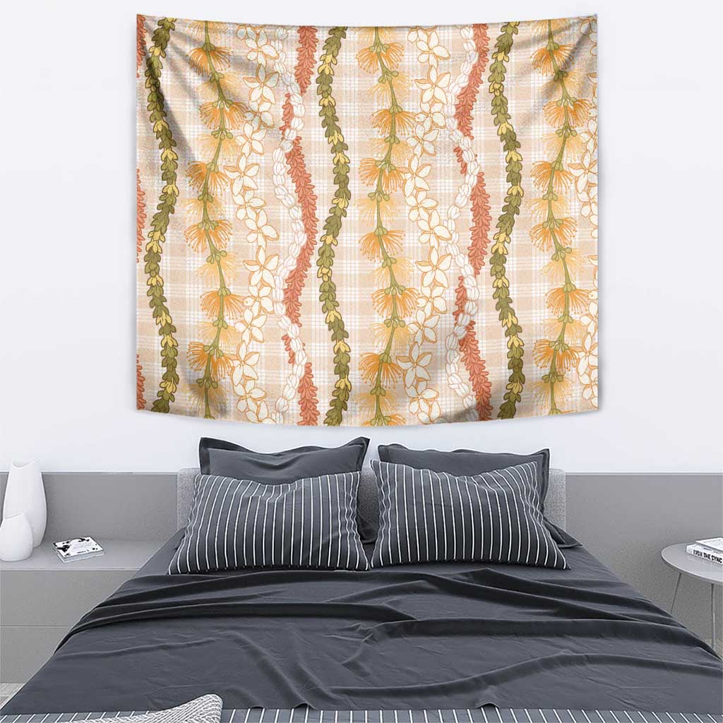 Hawaiian Ohia Lehua Lei Tapestry Plaid Palaka Ahiehie Pattern - Polynesian Pride