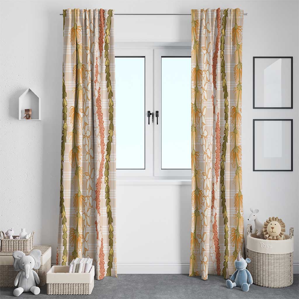 Hawaiian Ohia Lehua Lei Window Curtain Plaid Palaka Ahiehie Pattern - Polynesian Pride