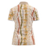 Hawaiian Ohia Lehua Lei Women Polo Shirt Plaid Palaka Ahiehie Pattern - Polynesian Pride