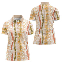 Hawaiian Ohia Lehua Lei Women Polo Shirt Plaid Palaka Ahiehie Pattern - Polynesian Pride