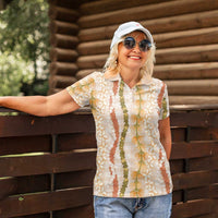 Hawaiian Ohia Lehua Lei Women Polo Shirt Plaid Palaka Ahiehie Pattern - Polynesian Pride