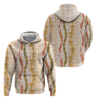 Hawaiian Ohia Lehua Lei Zip Hoodie Plaid Palaka Ahiehie Pattern - Polynesian Pride
