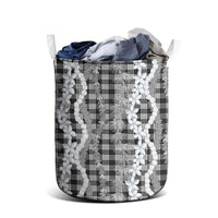 Hawaiian Ohia Lehua Lei Laundry Basket Plaid Palaka Eleele Pattern - Polynesian Pride